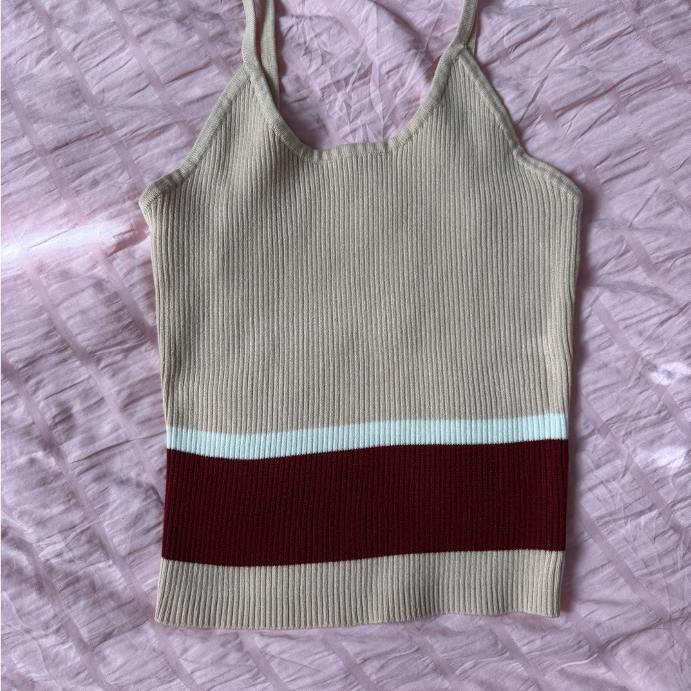 Active USA Beige and Burgundy Camisole